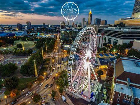Skyview atlanta photos - SkyView Atlanta is a remarkably comfortable ride, with each group enjoying a gondola of their own. With large floor-to-ceiling windows offering the best possible vantage point, each ride lasts between 8 and 12 minutes, leaving you …